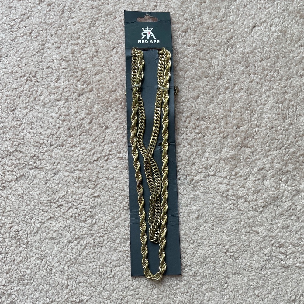 NWT Red Ape Gold Chain Necklace Set (2 Necklaces)